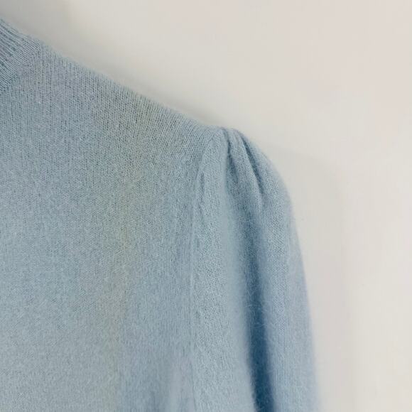 Vintage Starford Lambswool/Angora Turtleneck Sweater Light Blue Puff Sleeve L - Picture 6 of 7